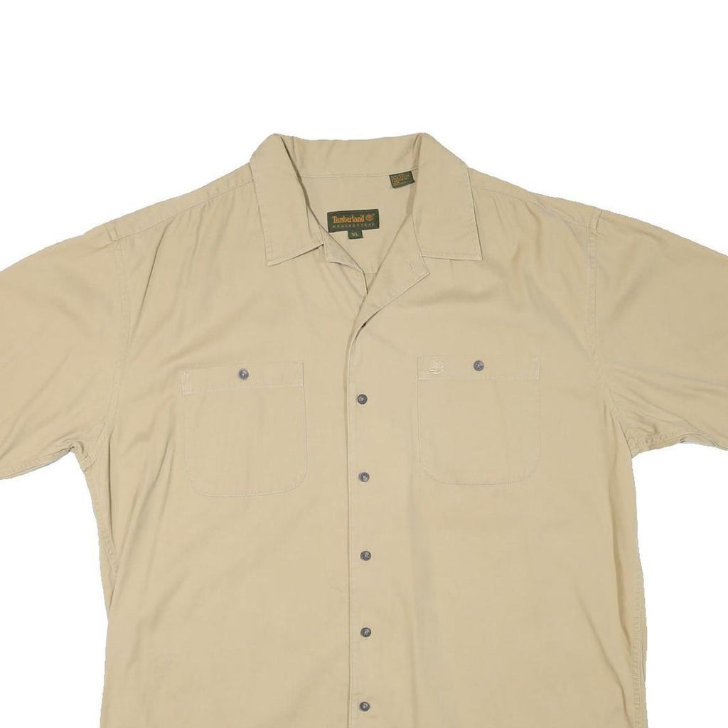 TIMBERLAND Mens Beige Cotton Blend Shirt XL Casual Short Sleeve Buttons
