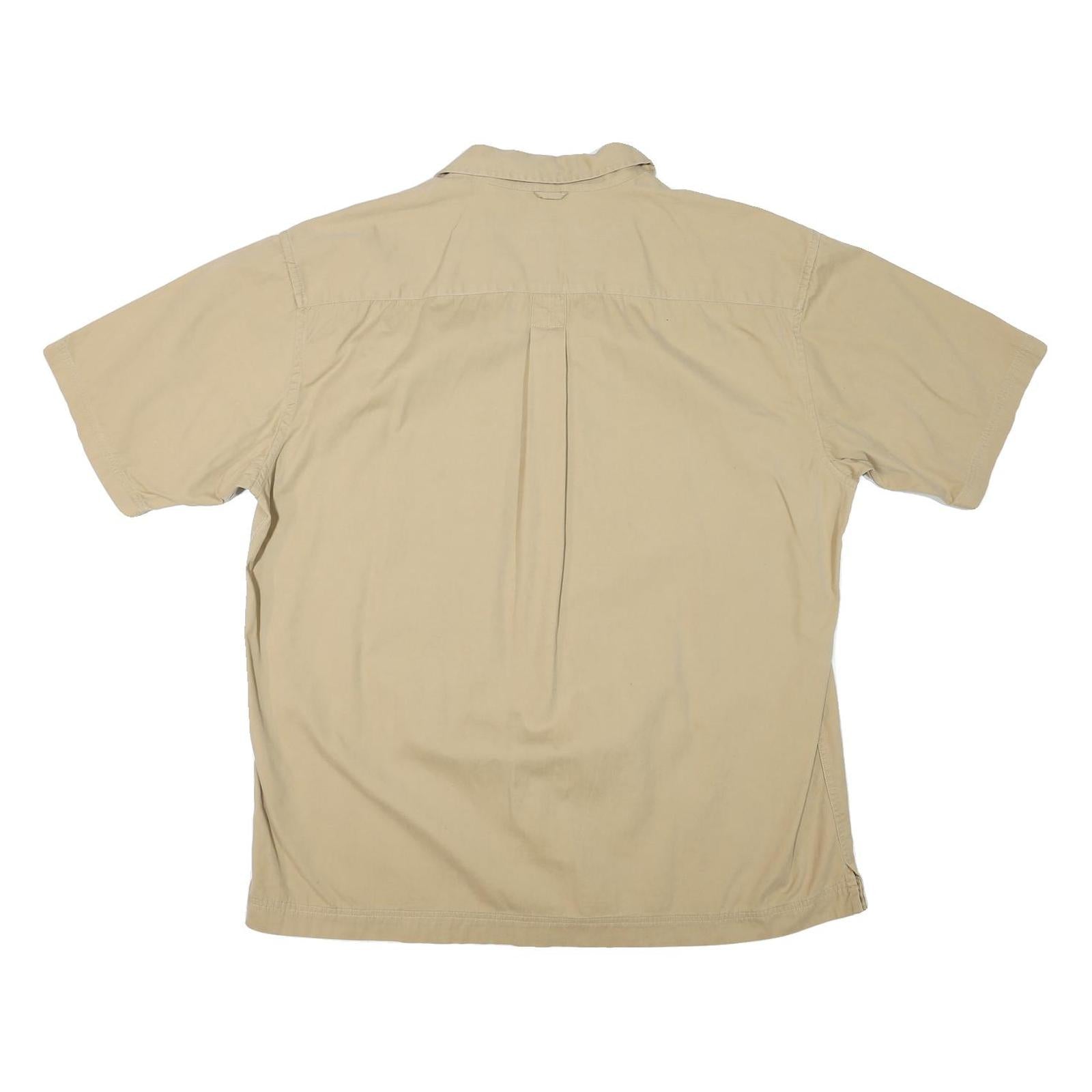 TIMBERLAND Mens Beige Cotton Blend Shirt XL Casual Short Sleeve Buttons