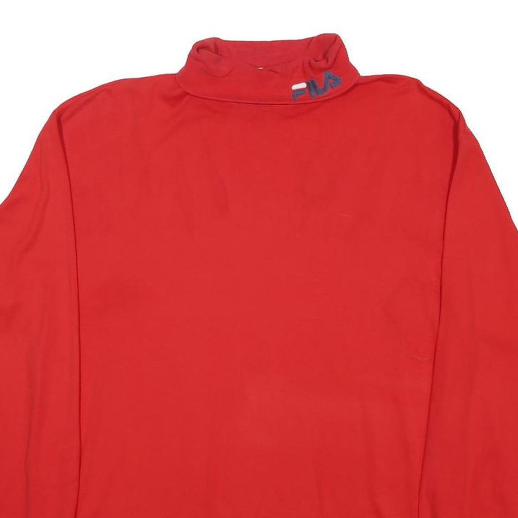 FILA Mens Red Long Sleeve T-Shirt L High Neck Cotton Casual Sportswear