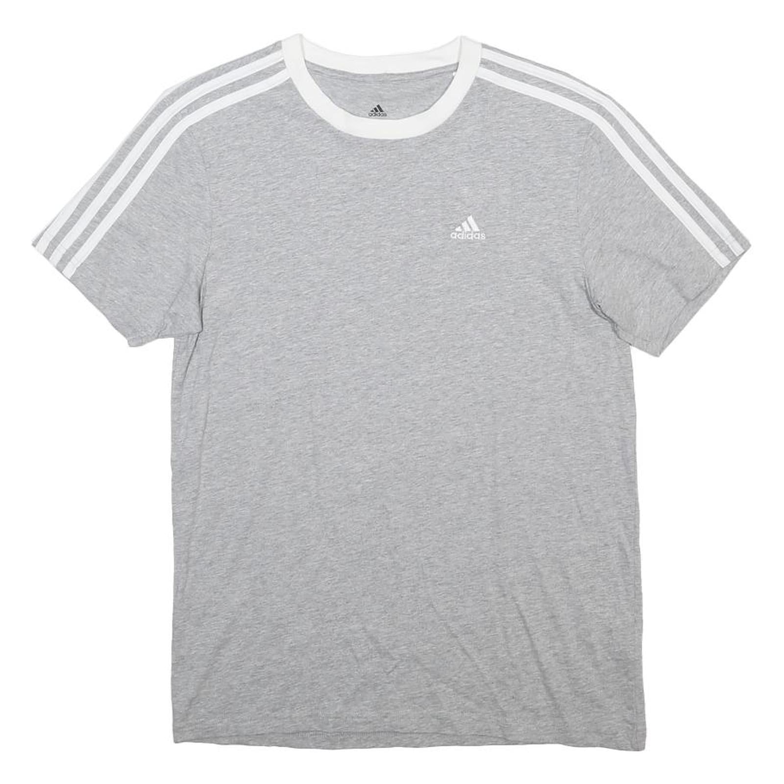 ADIDAS Womens Grey & White Modern T-Shirt XS Short Sleeve Crew Neck Logo