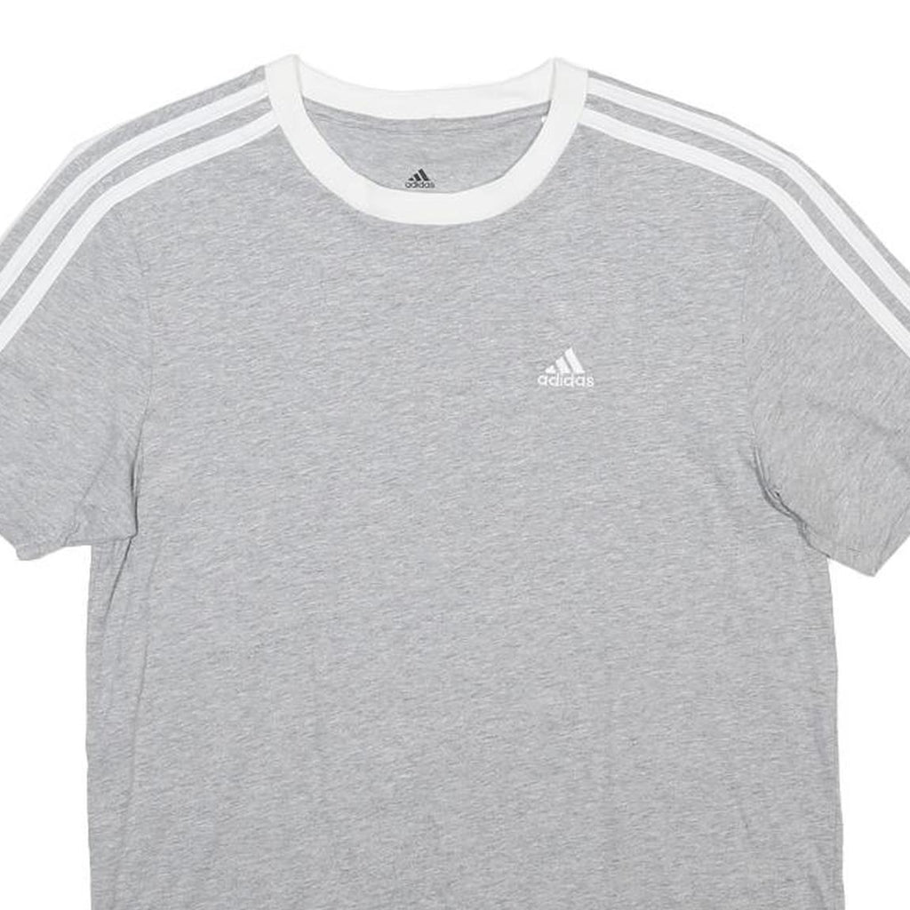 ADIDAS Womens Grey & White Modern T-Shirt XS Short Sleeve Crew Neck Logo