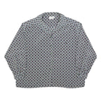 DELMOD Womens Blue Printed Long Sleeve Collared Shirt XL Stylish Pattern