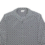 DELMOD Womens Blue Printed Long Sleeve Collared Shirt XL Stylish Pattern