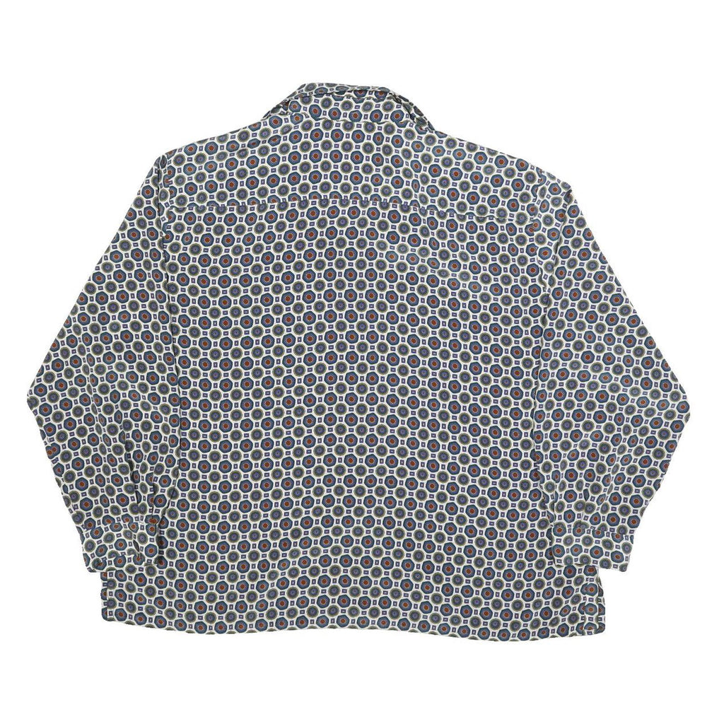 DELMOD Womens Blue Printed Long Sleeve Collared Shirt XL Stylish Pattern
