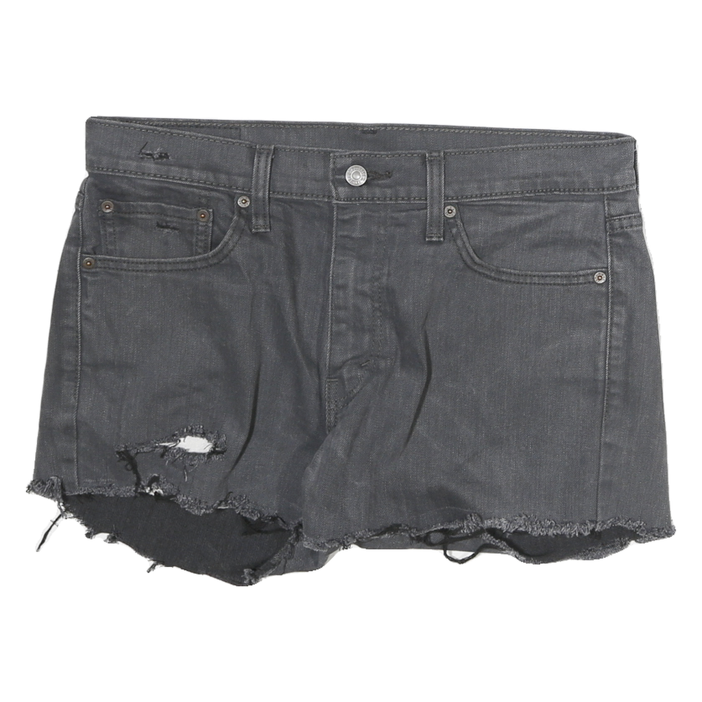 LEVI'S Womens Shorts Grey Denim Cut-Off L W34 Distressed Casual Summer