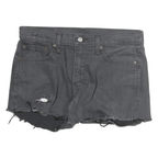 LEVI'S Womens Shorts Grey Denim Cut-Off L W34 Distressed Casual Summer