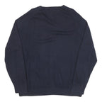 POLO RALPH LAUREN Mens Navy Blue Plain V Neck Basic Knit 2XL Cotton Blend Jumper