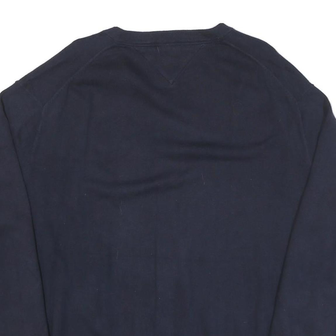 POLO RALPH LAUREN Mens Navy Blue Plain V Neck Basic Knit 2XL Cotton Blend Jumper