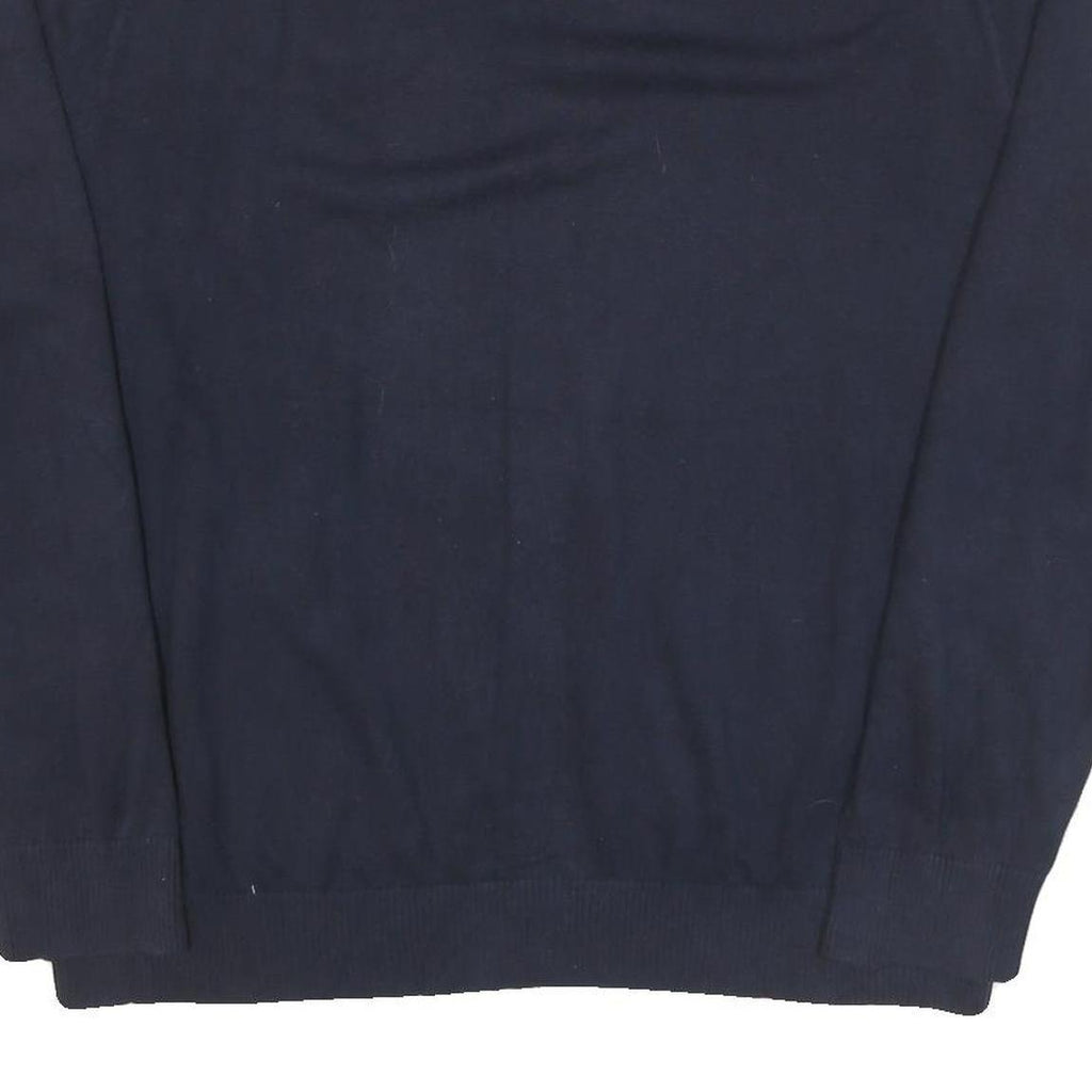 POLO RALPH LAUREN Mens Navy Blue Plain V Neck Basic Knit 2XL Cotton Blend Jumper
