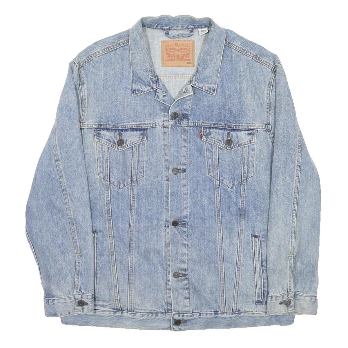 LEVI'S Mens Blue Denim Classic Jacket 2XL Button Closure Casual Outerwear