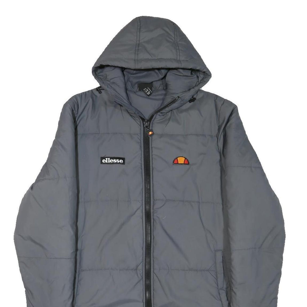 ELLESSE Womens Grey Long Sleeve Puffer Jacket UK 10 Polyester Blend Hood