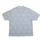 SUMMA Mens Blue Boat Print Short Sleeve Polo Shirt M Cotton Blend Casual Summer