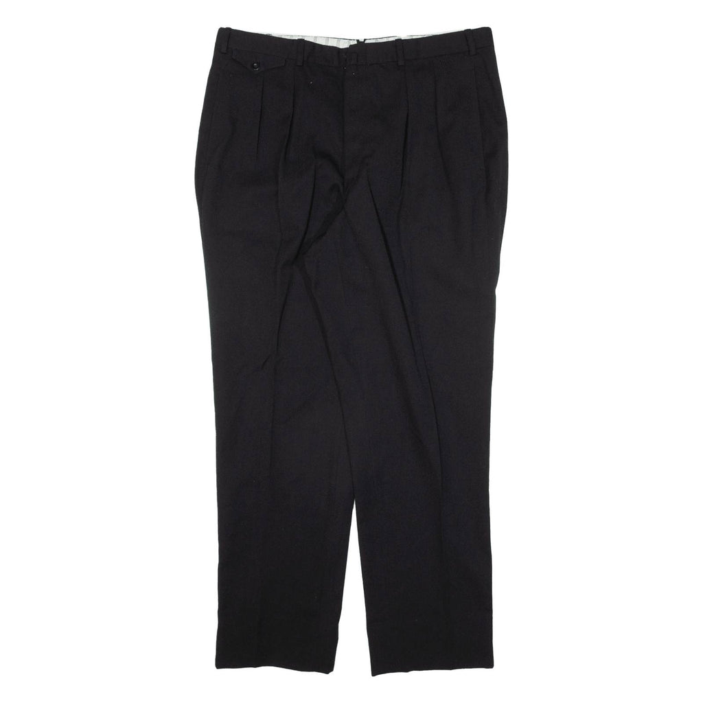 Pleated Womens Trousers Black Regular Tapered W35 L29