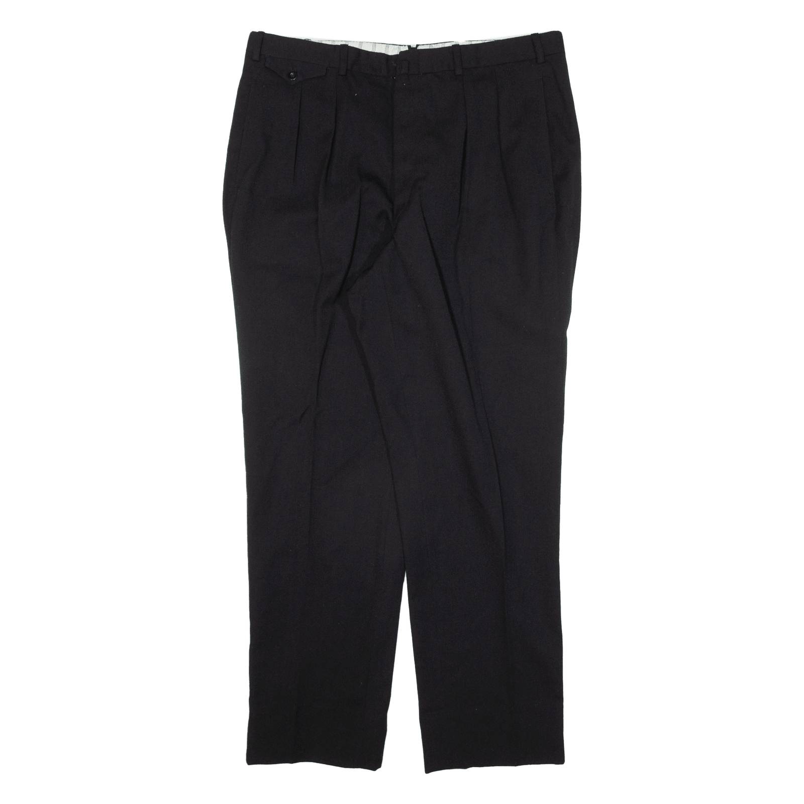 Pleated Womens Trousers Black Regular Tapered W35 L29