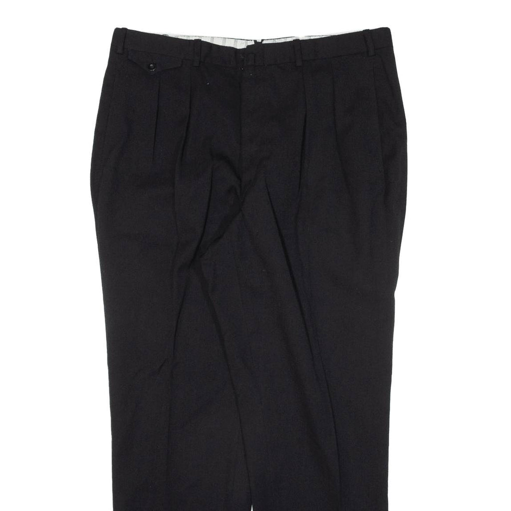 Pleated Womens Trousers Black Regular Tapered W35 L29