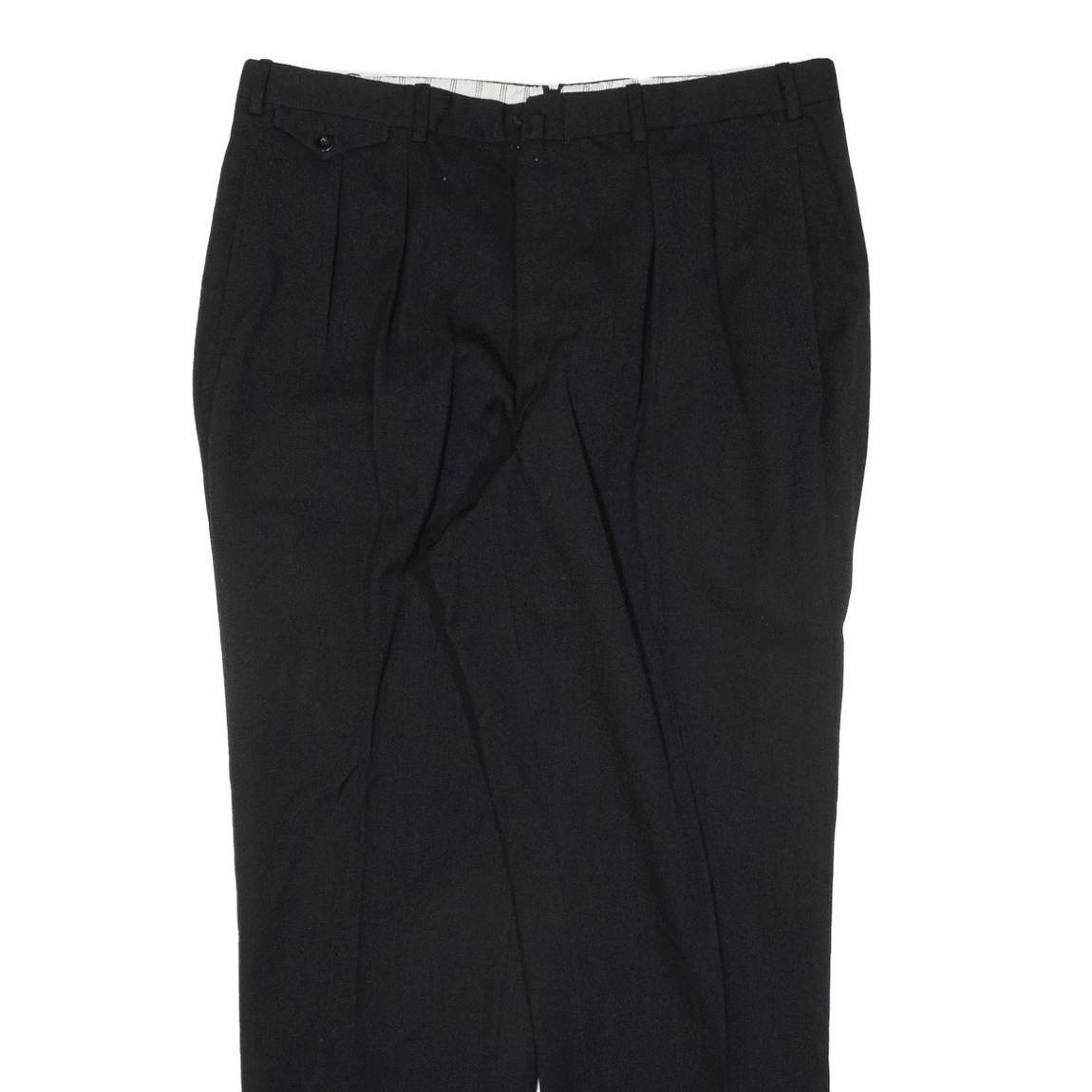Pleated Womens Trousers Black Regular Tapered W35 L29