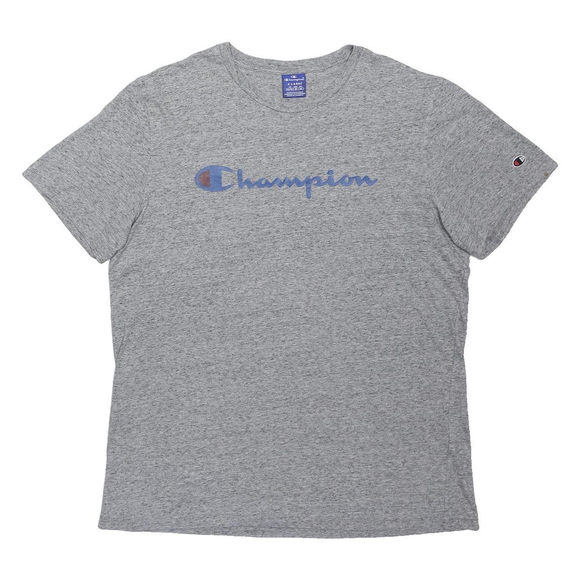 CHAMPION Mens Grey Cotton Blend Graphic T-Shirt XL Short Sleeve Crew Neck Casual