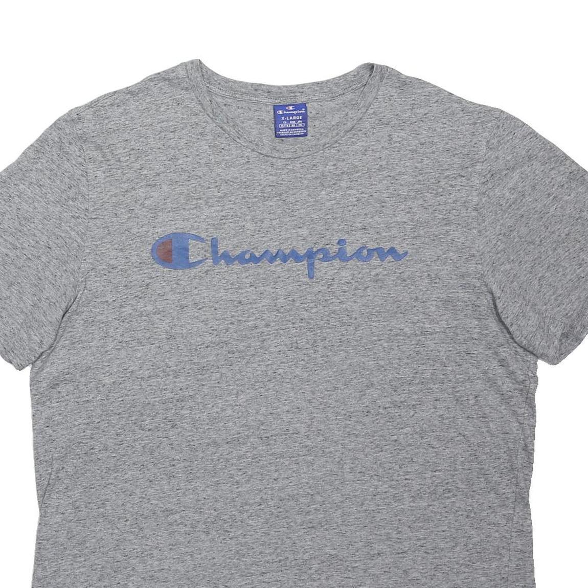 CHAMPION Mens Grey Cotton Blend Graphic T-Shirt XL Short Sleeve Crew Neck Casual