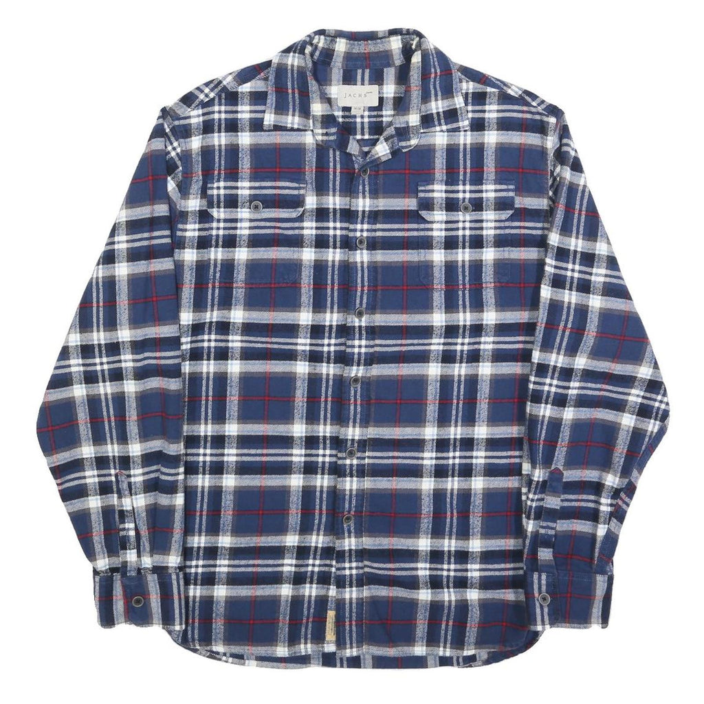 JACHS Mens Blue & Red Plaid Shirt M Cotton Blend Casual Button Down