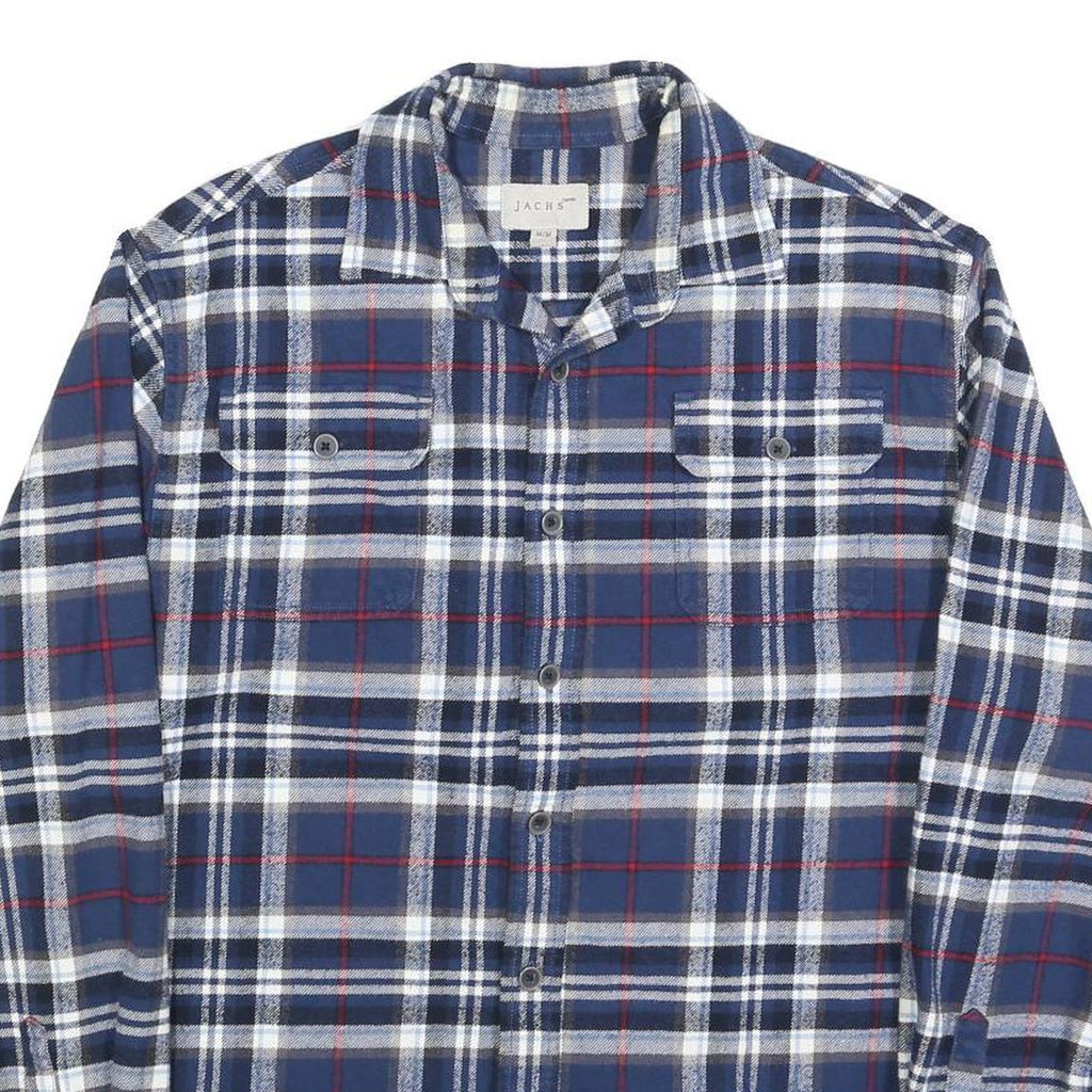 JACHS Mens Blue & Red Plaid Shirt M Cotton Blend Casual Button Down