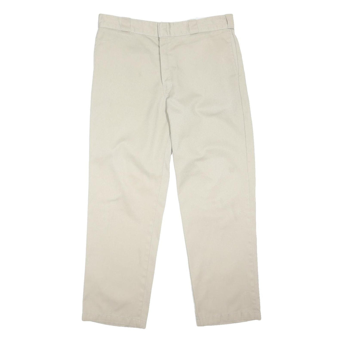DICKIES Mens Cotton Blend Beige Regular Fit Straight Leg Trousers W38 L31