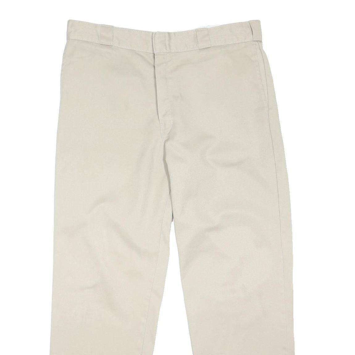 DICKIES Mens Cotton Blend Beige Regular Fit Straight Leg Trousers W38 L31