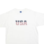 Mens White USA Graphic T-Shirt L Short Sleeve Crew Neck Cotton Blend Casual
