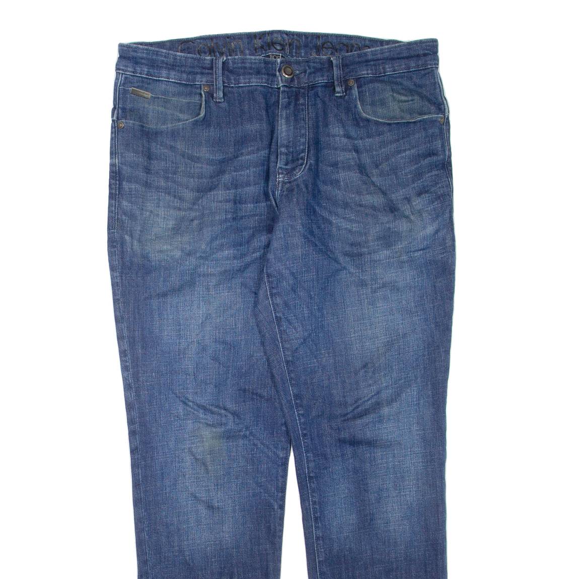 CALVIN KLEIN JEANS Womens Jeans Blue Regular Tapered Stone Wash W34 L31