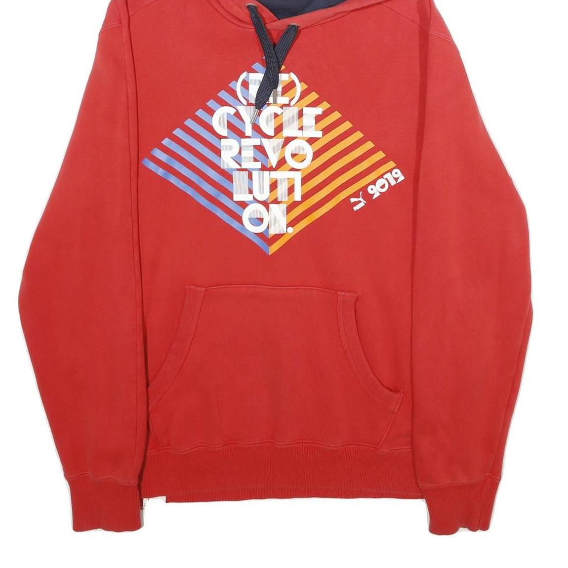 PUMA Mens Red Cotton Blend Graphic Print Pullover Hoodie L