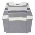 LAURA ASHLEY Womens Grey & White Patterned Jumper Crew Neck Basic Knit UK 12