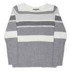 LAURA ASHLEY Womens Grey & White Patterned Jumper Crew Neck Basic Knit UK 12