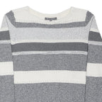 LAURA ASHLEY Womens Grey & White Patterned Jumper Crew Neck Basic Knit UK 12