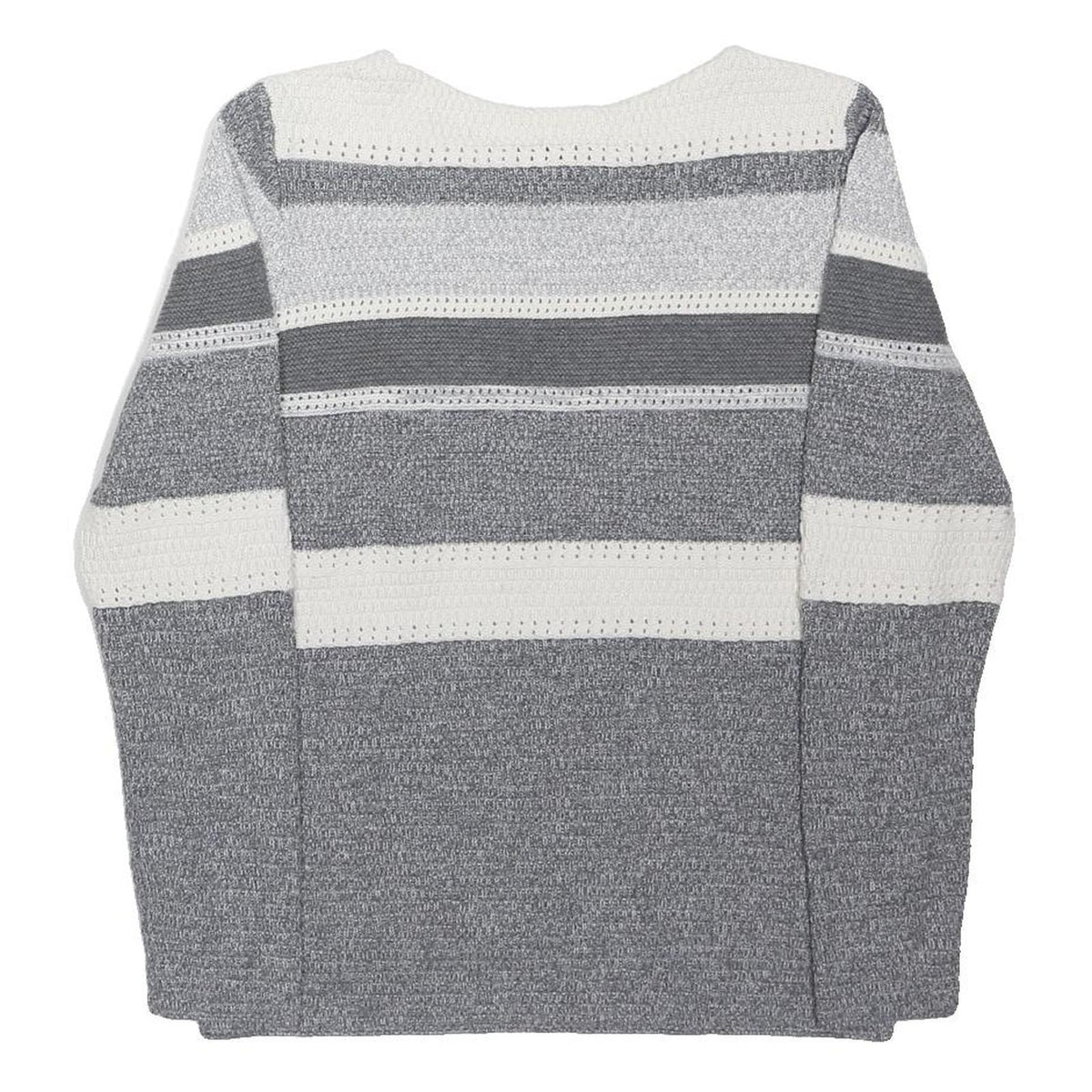 LAURA ASHLEY Womens Grey & White Patterned Jumper Crew Neck Basic Knit UK 12