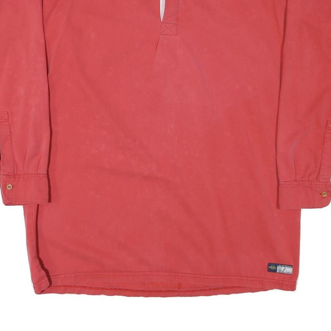 HENRI LLOYD Mens Red Long Sleeve Plain M Rugby Polo Shirt Cotton Blend