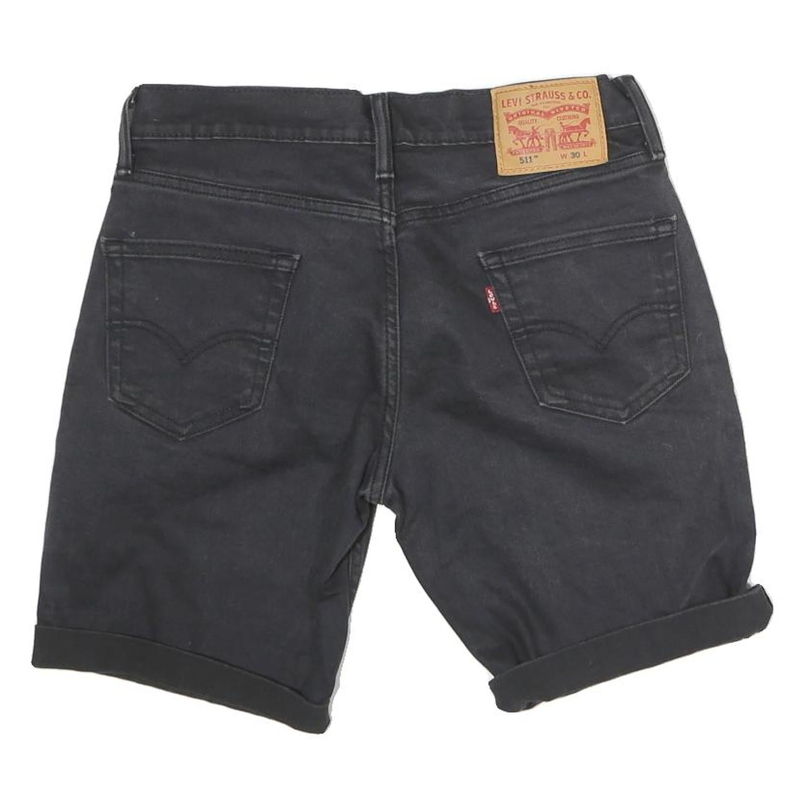 LEVI'S Mens Shorts Black Denim 511 M W30 Casual Cotton Stylish Roll Hem