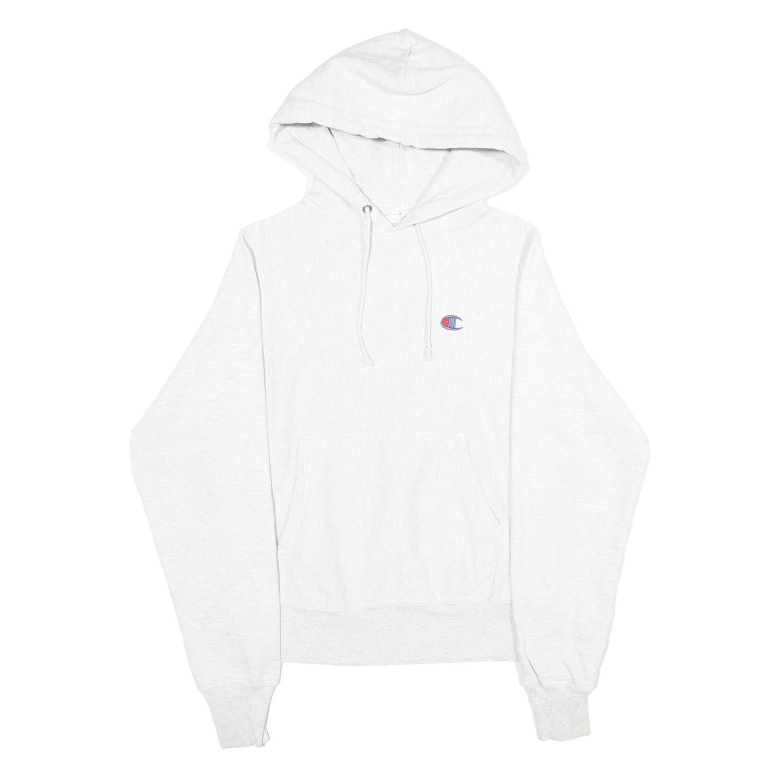 CHAMPION REVERSE WEAVE Mens White Pullover Hoodie XS Classic Logo Cotton Blend