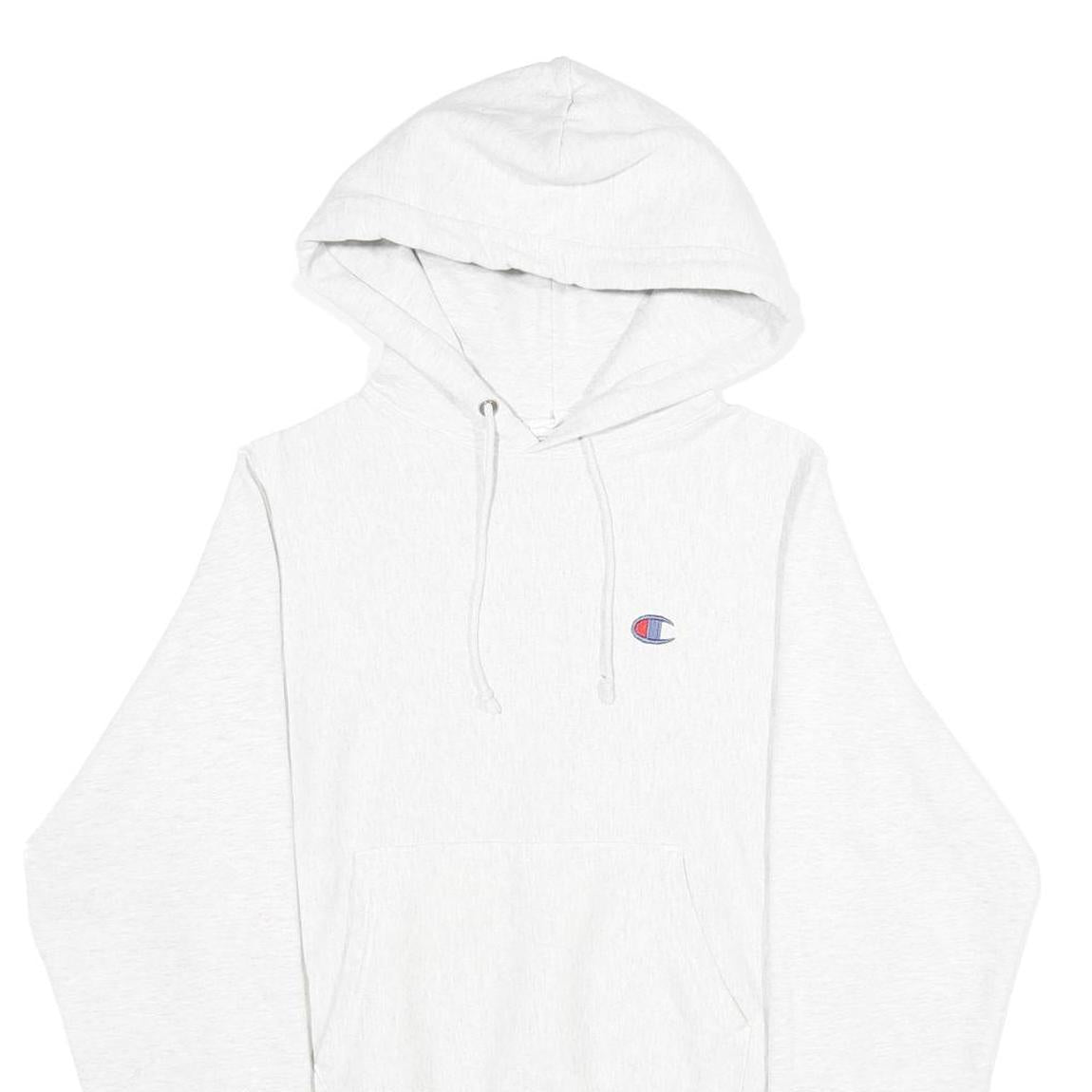 CHAMPION REVERSE WEAVE Mens White Pullover Hoodie XS Classic Logo Cotton Blend