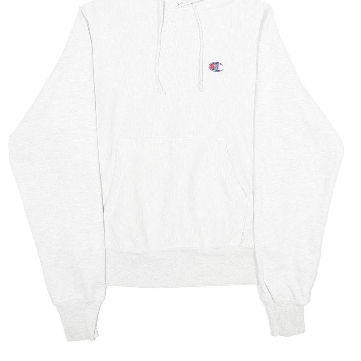 CHAMPION REVERSE WEAVE Mens White Pullover Hoodie XS Classic Logo Cotton Blend
