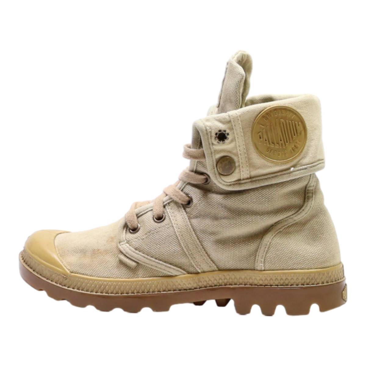 PALLADIUM Lace-Up Boots Beige Canvas Womens UK 5.5