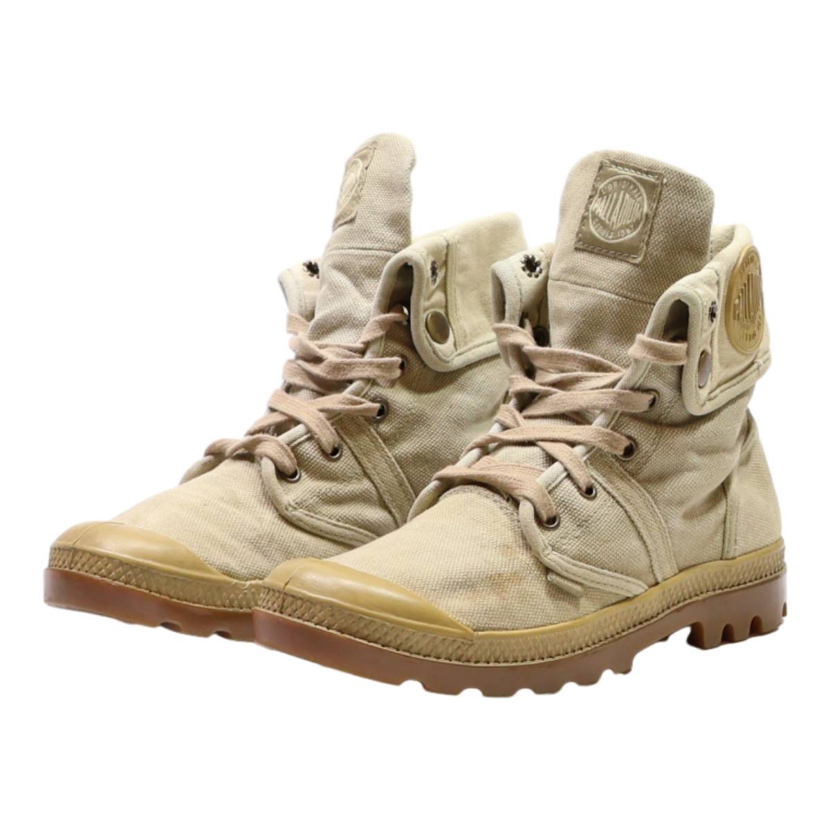 PALLADIUM Lace-Up Boots Beige Canvas Womens UK 5.5