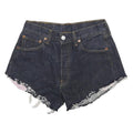 LEVI'S Womens Dark Blue Denim Cut-Off Shorts S W26 Frayed Hem Casual