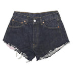 LEVI'S Womens Dark Blue Denim Cut-Off Shorts S W26 Frayed Hem Casual
