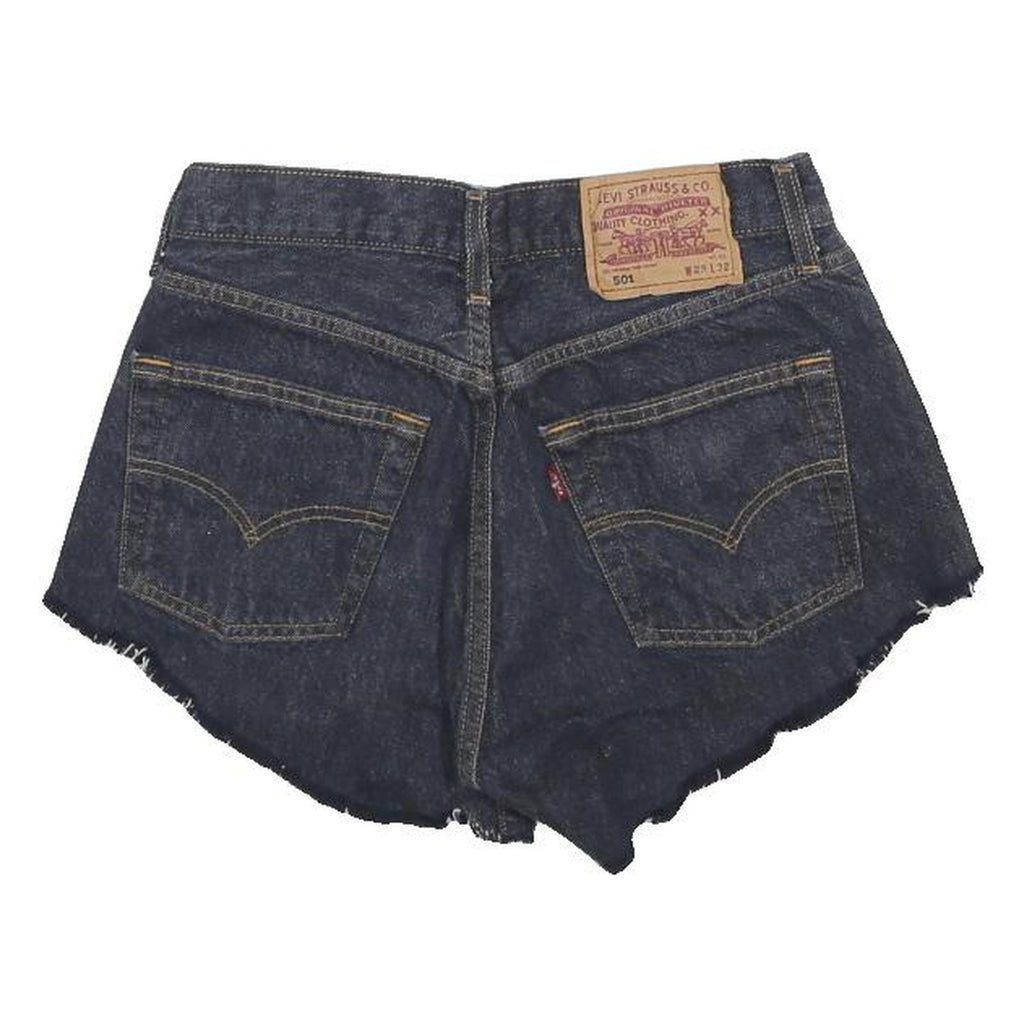 LEVI'S Womens Dark Blue Denim Cut-Off Shorts S W26 Frayed Hem Casual