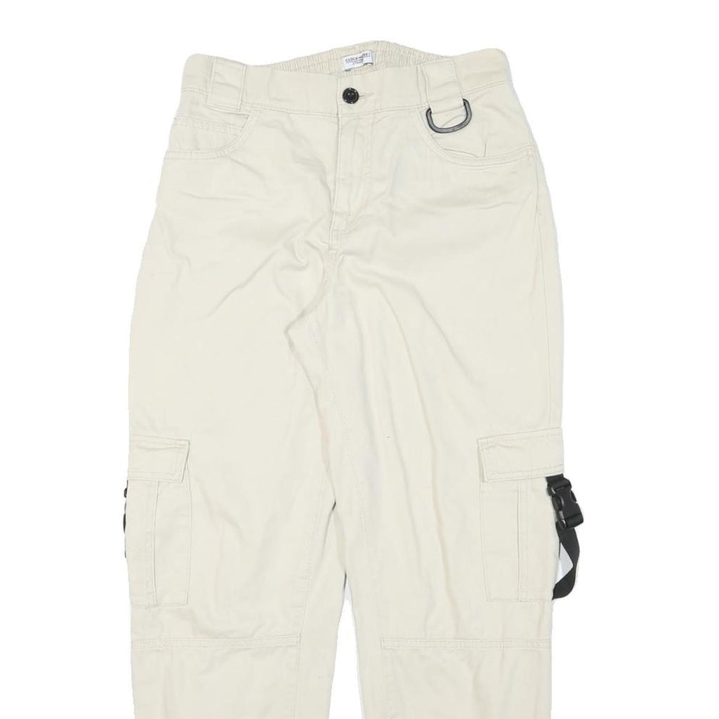 CHEROKEE Mens Cotton Blend Cream Relaxed Cargo Trousers W28 L28 Casual Zip