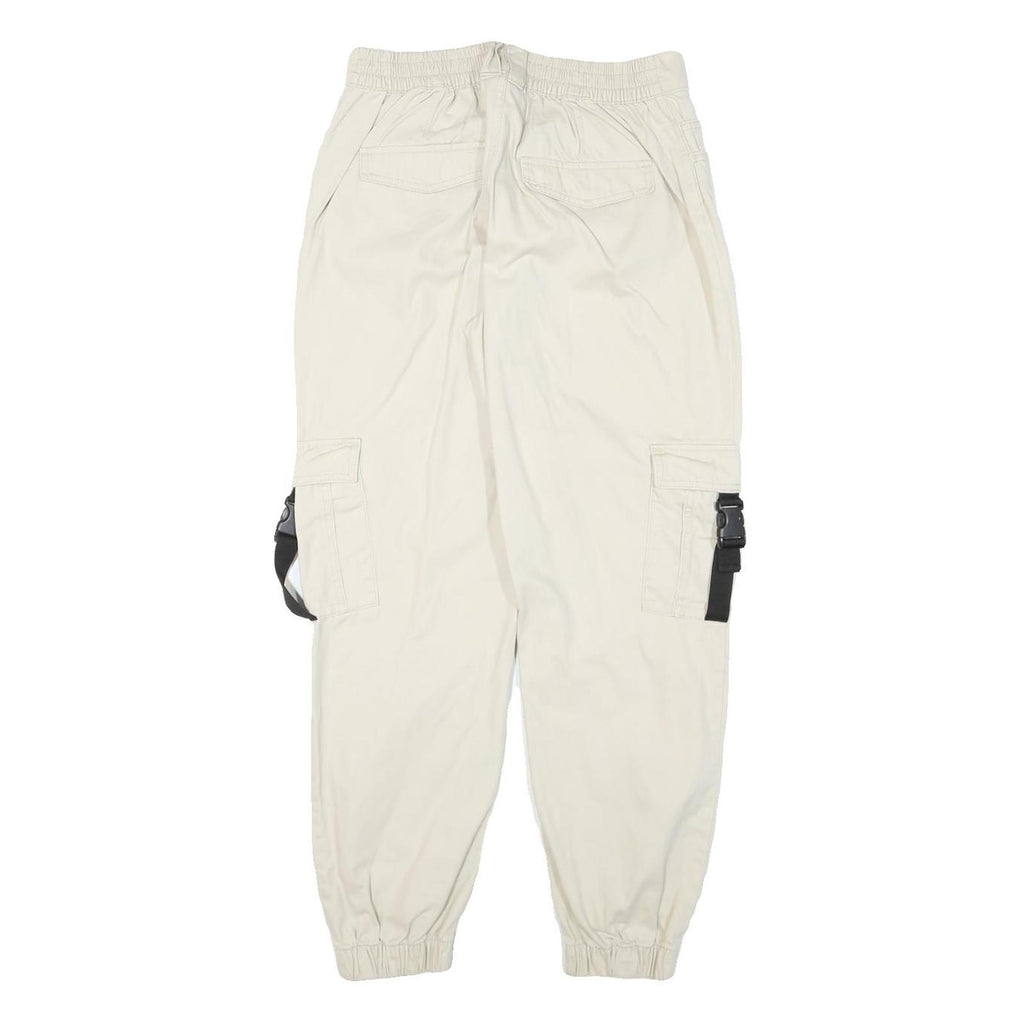 CHEROKEE Mens Cotton Blend Cream Relaxed Cargo Trousers W28 L28 Casual Zip