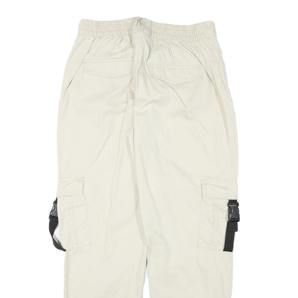 CHEROKEE Mens Cotton Blend Cream Relaxed Cargo Trousers W28 L28 Casual Zip