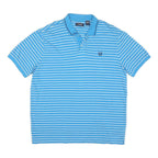 CHAPS Mens Blue & White Striped Short Sleeve Polo Shirt XL Classic Cotton Blend