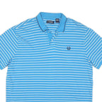 CHAPS Mens Blue & White Striped Short Sleeve Polo Shirt XL Classic Cotton Blend