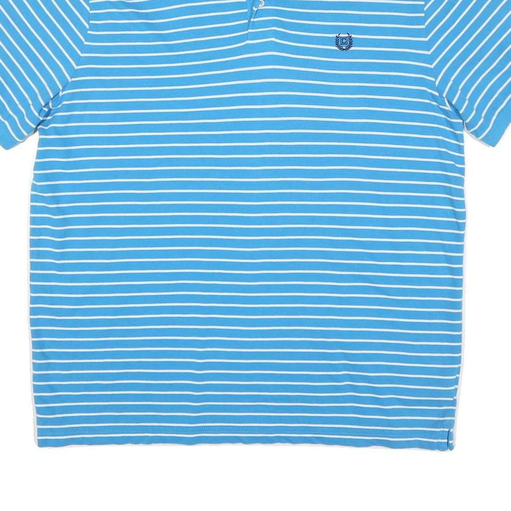 CHAPS Mens Blue & White Striped Short Sleeve Polo Shirt XL Classic Cotton Blend