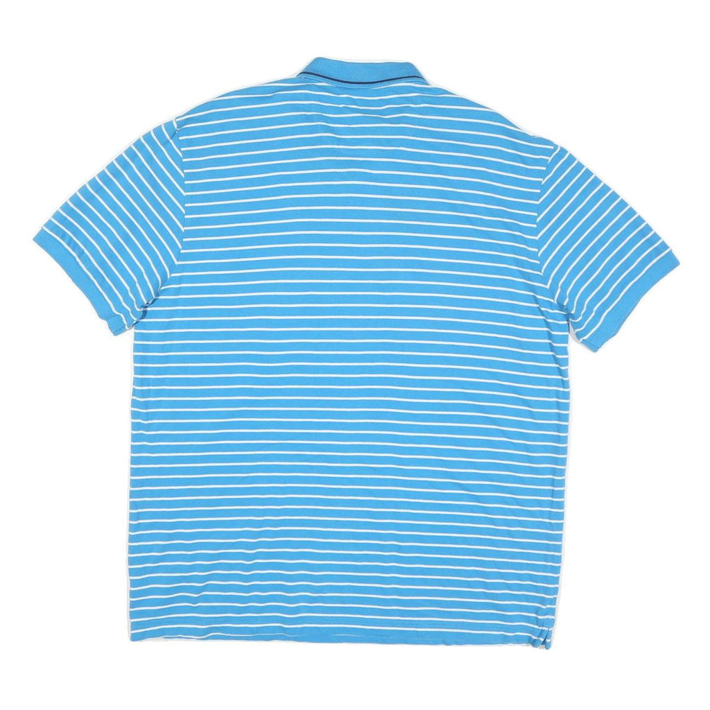 CHAPS Mens Blue & White Striped Short Sleeve Polo Shirt XL Classic Cotton Blend